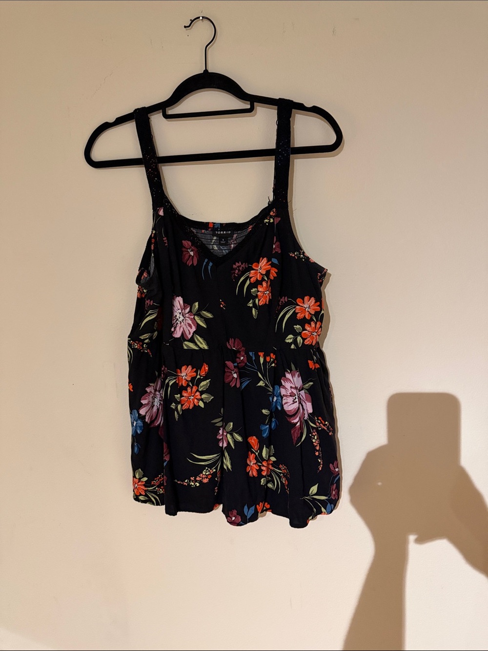 torrid Black Floral Peplum Tank Top
